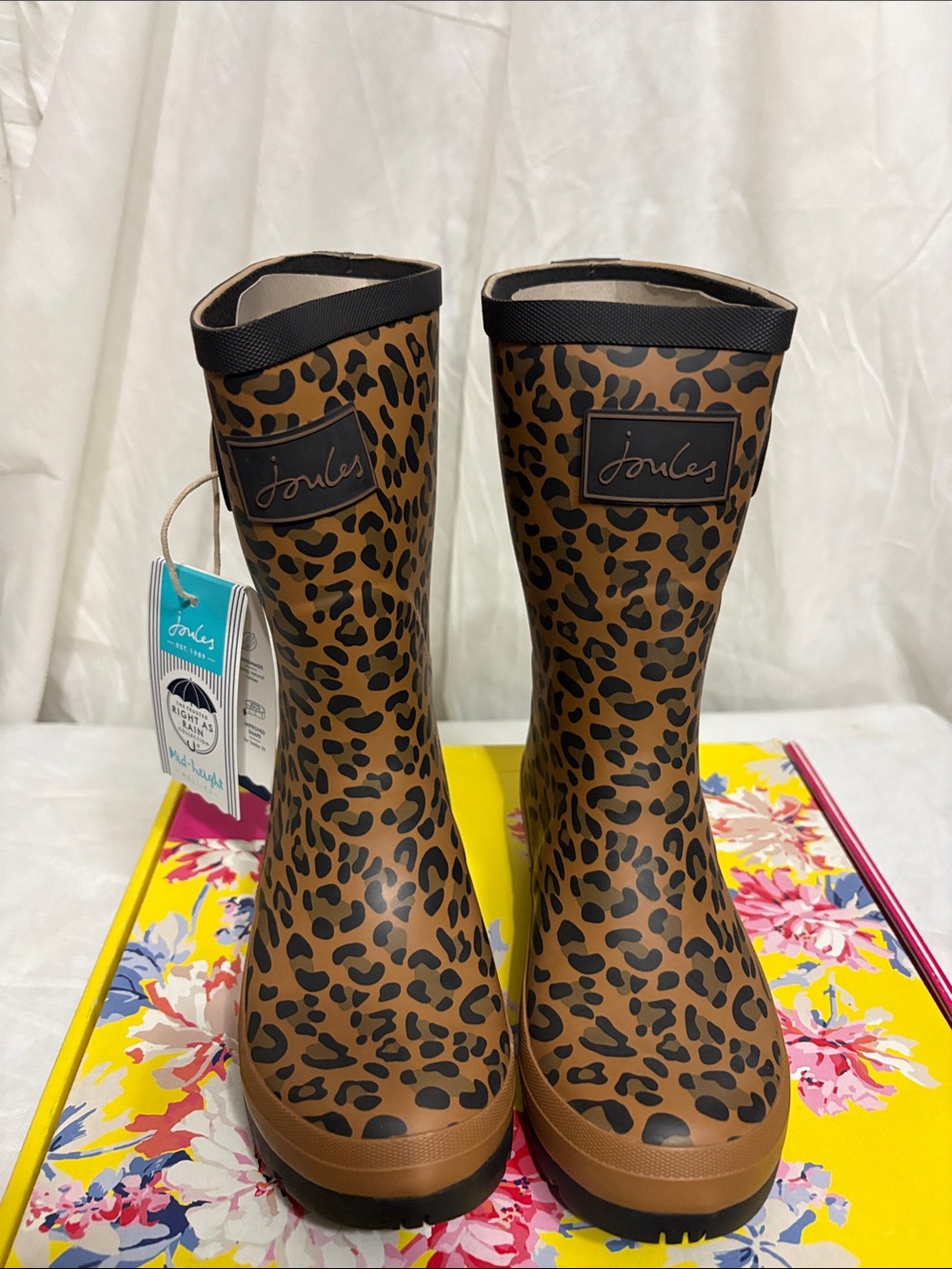 Joules Leopard Rain Boots size US 5 NWT